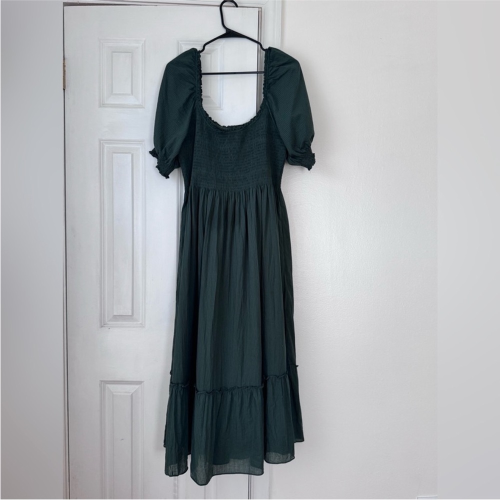 Hill House Louisa Nap Dress Green Smocked Puff Sleeve Midi Cottagecore Size XL - Picture 8 of 13